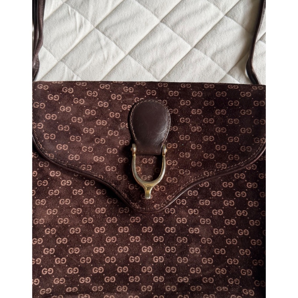 Y2K VTG Unfindable 70s Suede Gucci Monogram Crossbag Rare Coquette Cute Designer - Picture 2 of 8
